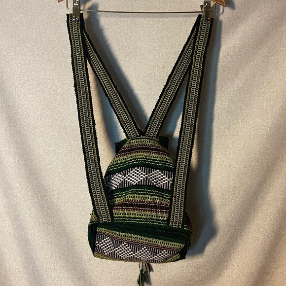 Backpack Woven Multicolor Boho Bag Hippie Drawstring - Picture 6 of 10